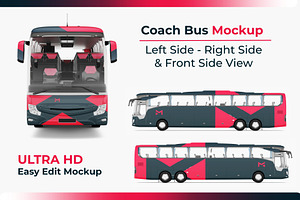 Multiple View Coach Bus Mockup