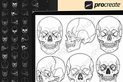160 Procreate Skull Stamp Brushes, a Brush Add-On by DrawingStoryShop (Thumbnail 3 of 6)