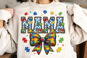 Coquette Autism Mama PNG, Autism, an Illustration by CreationArt