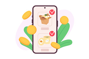Food order and delivery smartphone, a Technology Illustration by LadadikArt