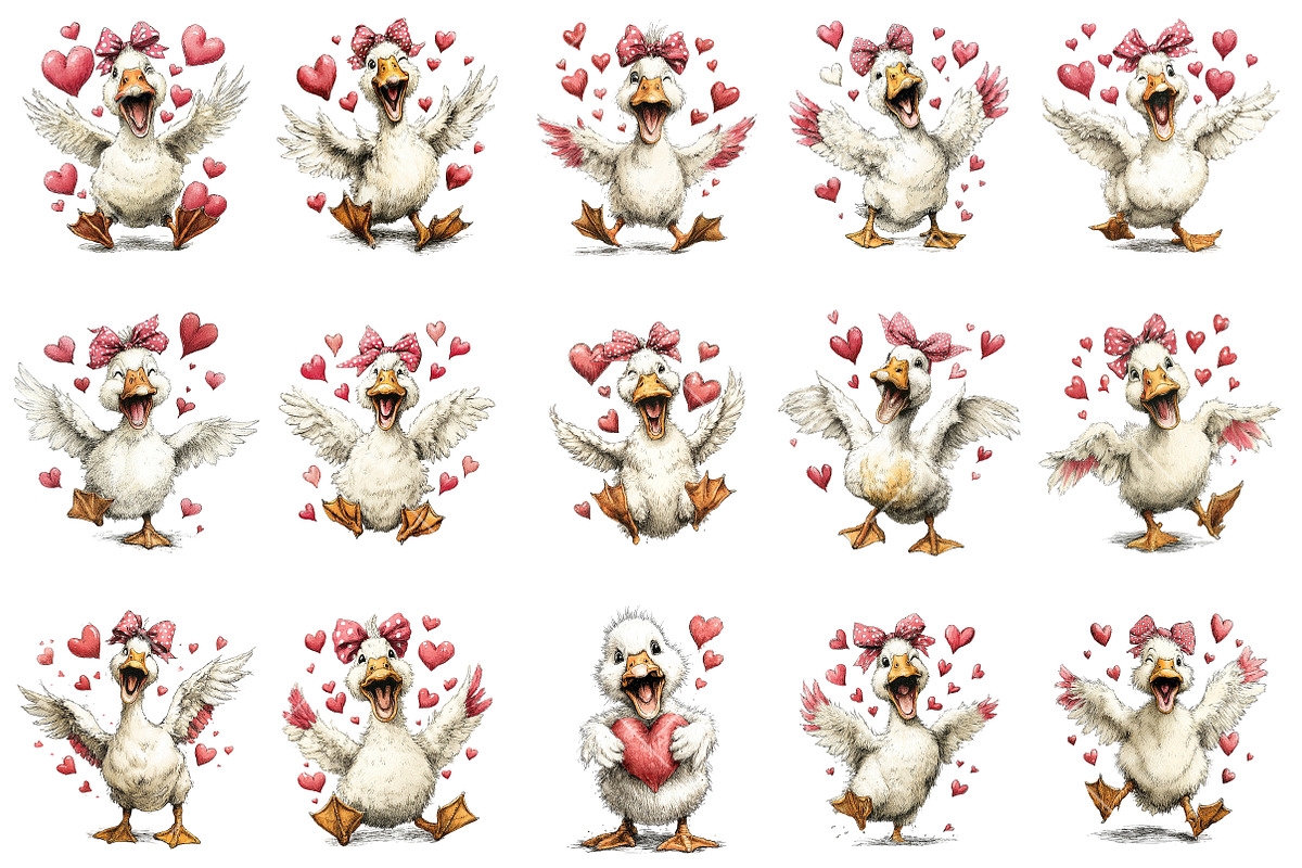 Valentine Goose Clipart, an Illustration by OK Design (Photo 3 of 6)