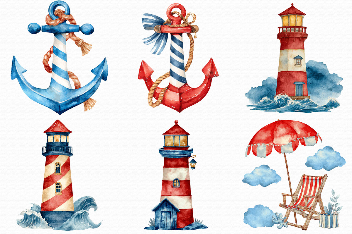 Watercolor Coastal Clipart, an Illustration by Libby Wishes (Photo 6 of 7)