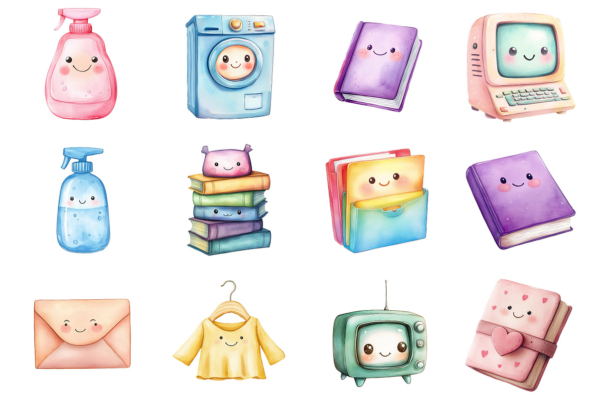 Cute Kawaii Clipart, a Seasonal Illustration by CitraGraphics (Photo 2 of 7)