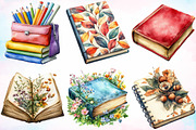 Watercolor Back to School Books PNG, a Seasonal Illustration by Canvas Craft (Thumbnail 2 of 3)