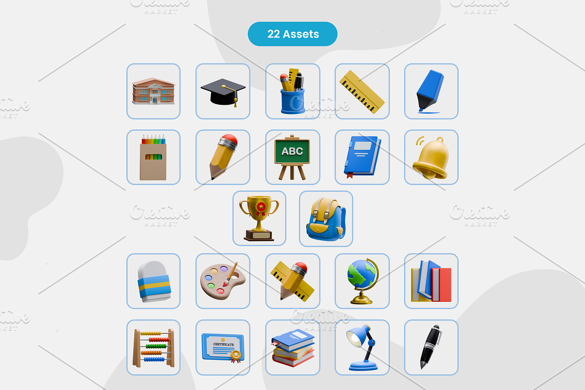 School & Education 3D Icons, an Object 3D Model by Azam Creative (Photo 5 of 5)