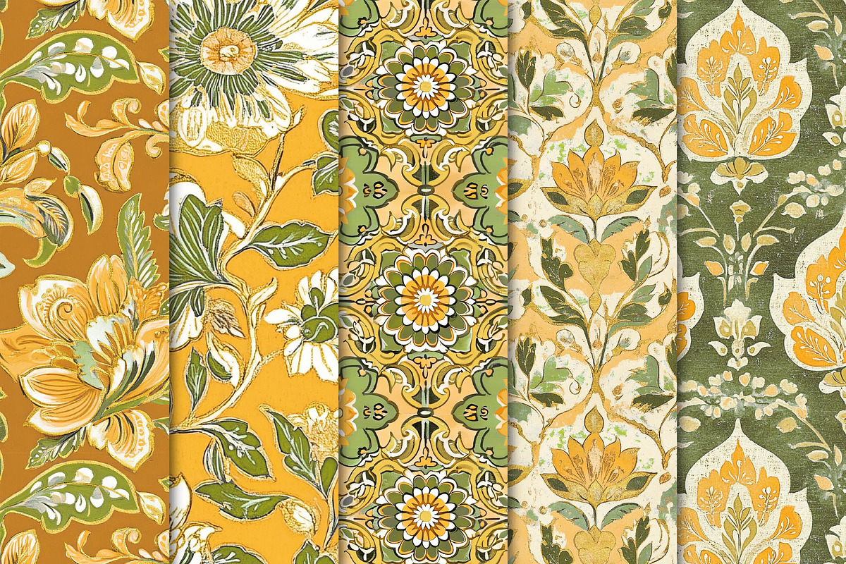 Batik Style Yellow Green Papers, a Texture Graphic by Maishop (Photo 2 of 4)