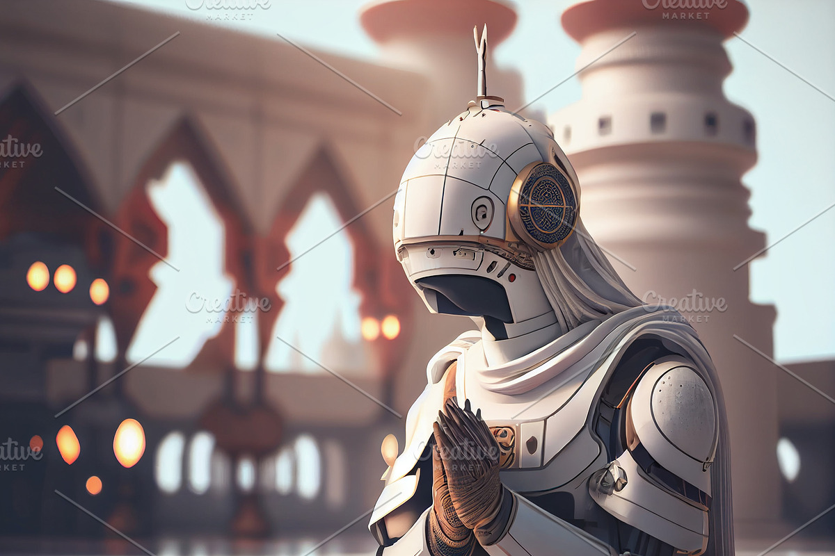 modern robot muslim, a Technology Illustration by Olyryk & Aglo