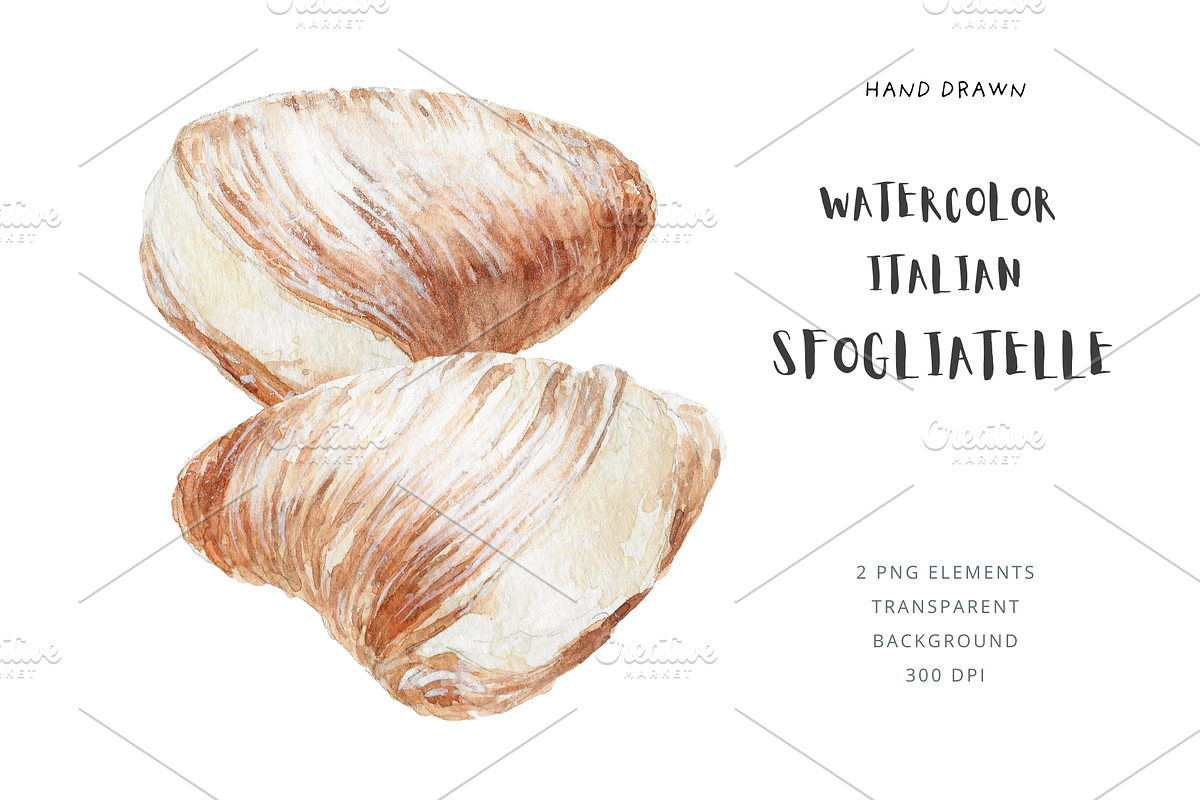 Hand Drawn Sfogliatella Dessert, a Food Illustration by Kolorata Art (Photo 1 of 3)