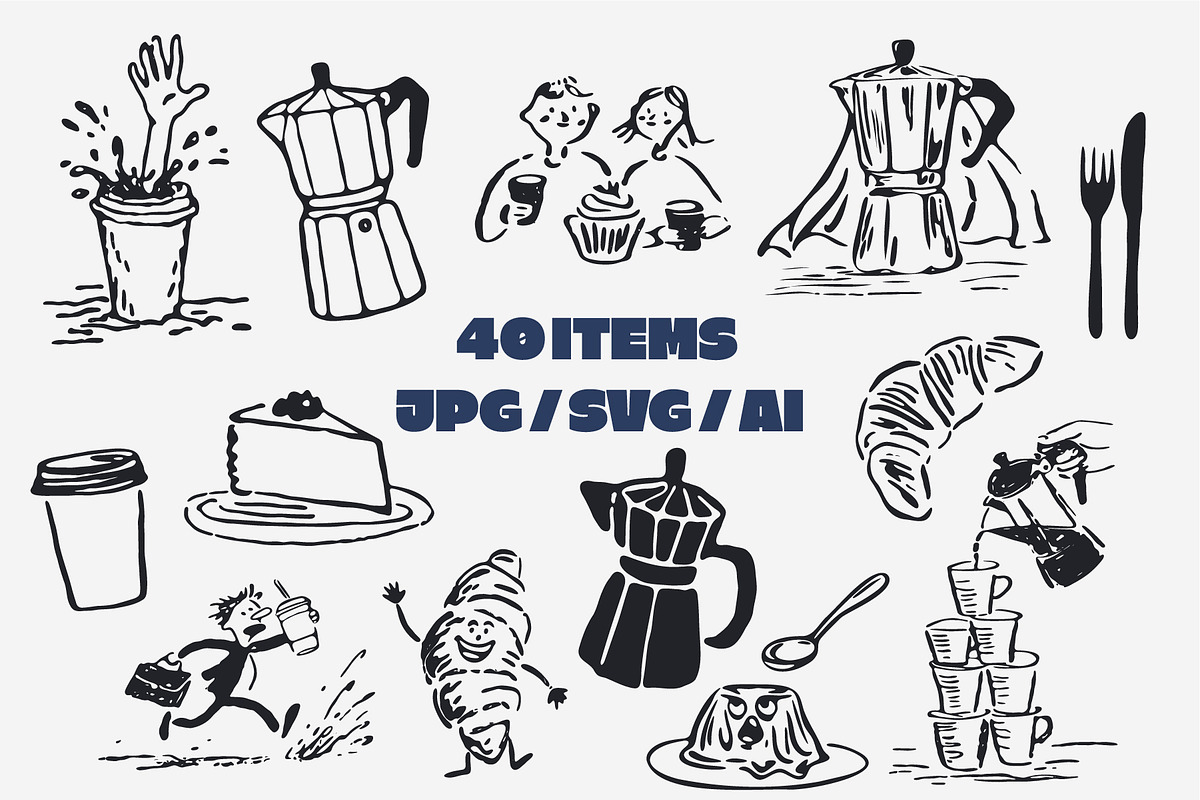 Hand Drawn Coffee Clipart Bundle, a Food Illustration by The Layered Art (Photo 3 of 5)