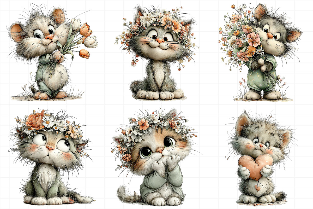 Whimsical Mother's Day Cats Clipart, an Illustration by Daily.Designs (Photo 6 of 6)