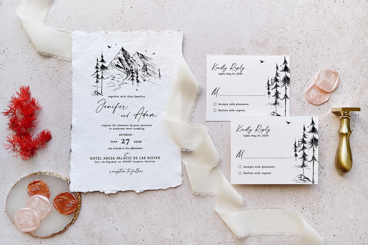 Mountain Forest Wedding Suite, an Invitation Template by BlueRobinDesignShop (Photo 10 of 16)