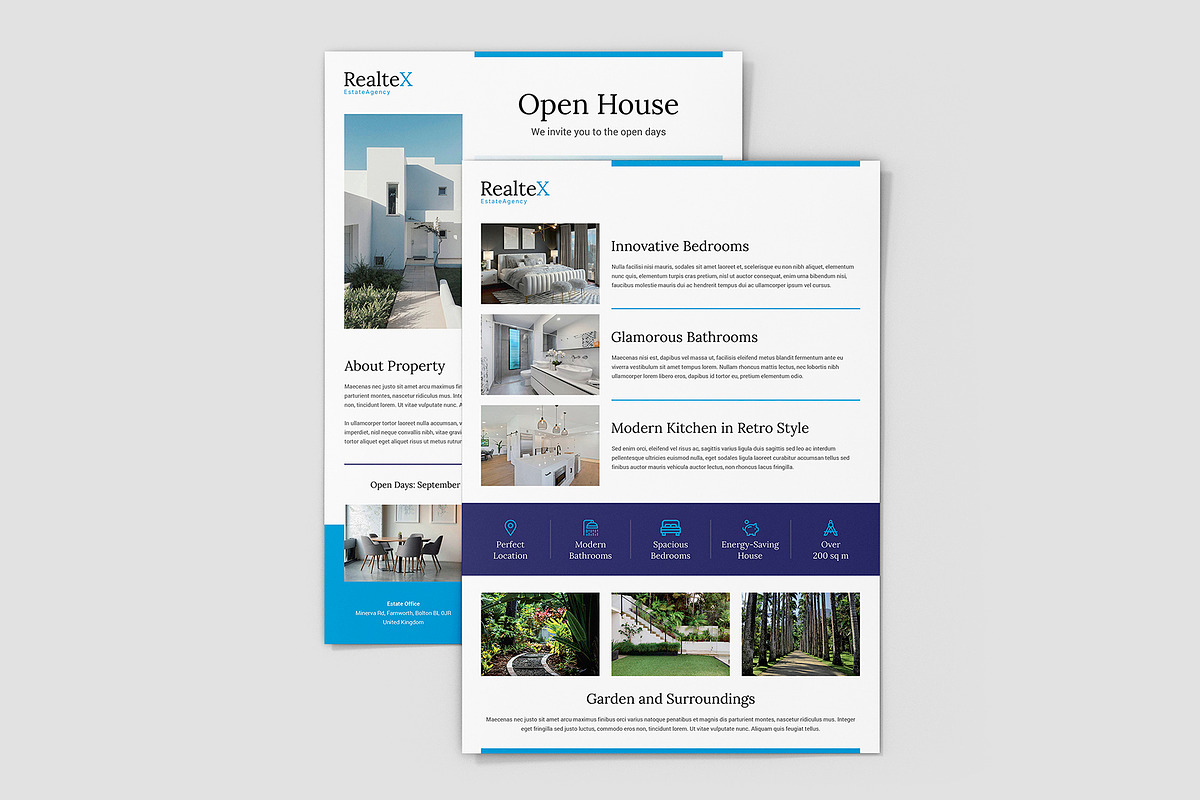 Realtex Estate Agency Flyer Canva, a Flyer Template by artbart (Photo 3 of 9)