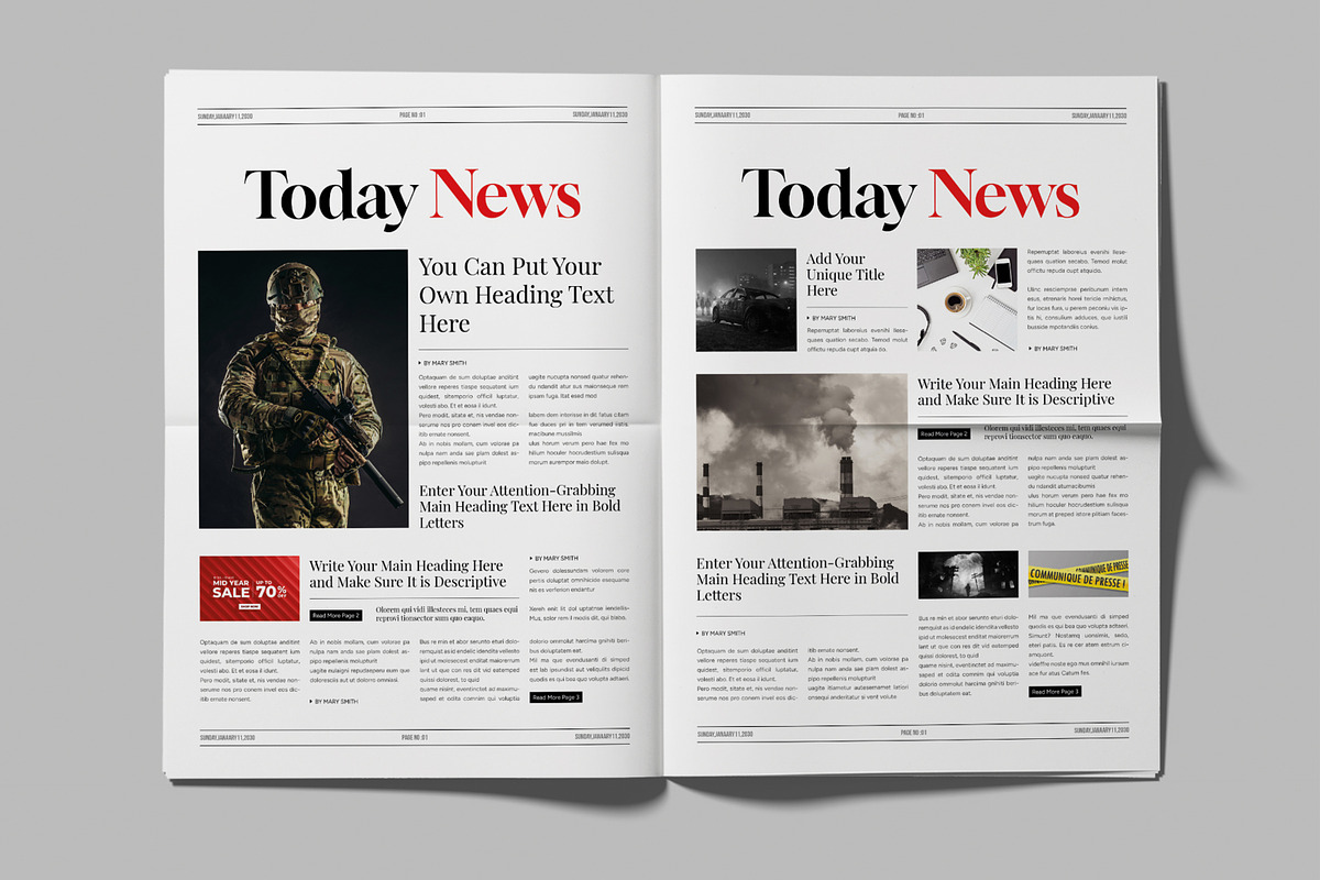 Newspaper Layout Template, a Magazine Template by MightyDesign (Photo 4 of 8)