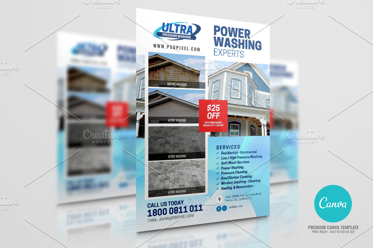 Pressure Washing Company Canva Flyer, a Flyer Template by PSDPixel (Photo 4 of 4)