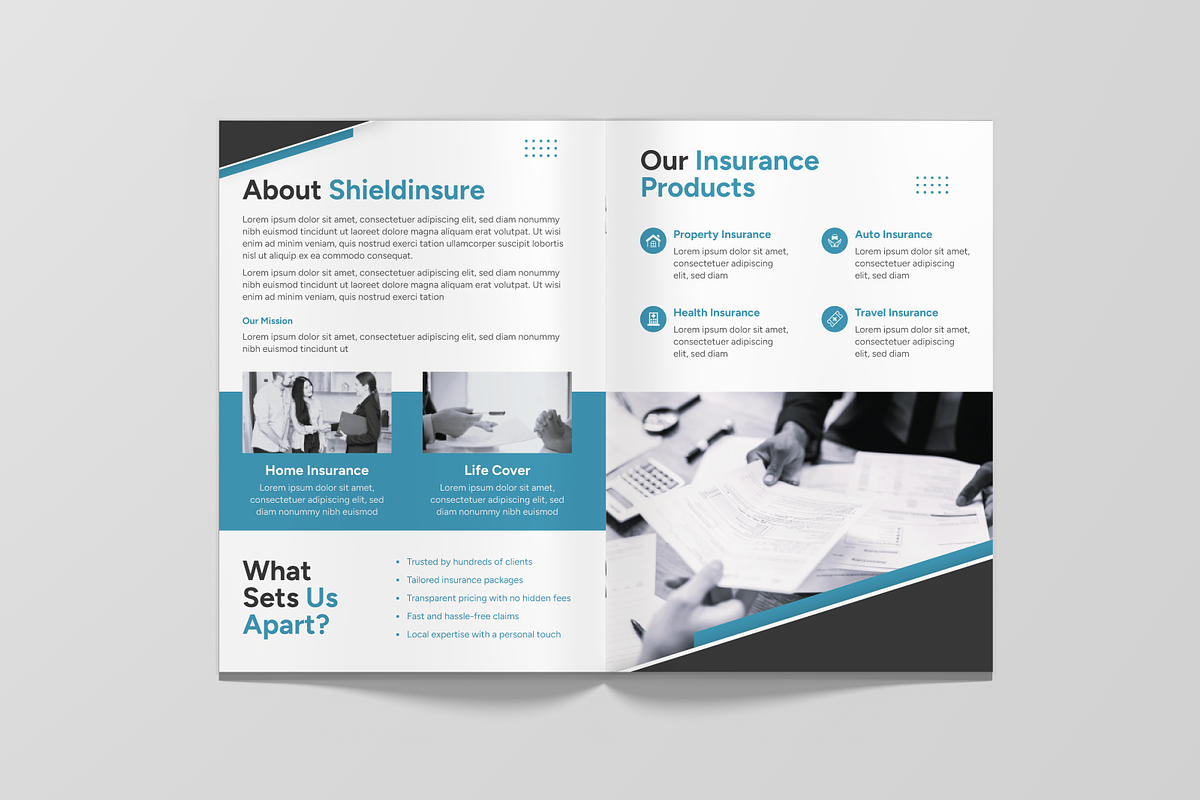 Insurance Agency Brochure Bifold, a Brochure Template by Annora Studio (Photo 2 of 6)