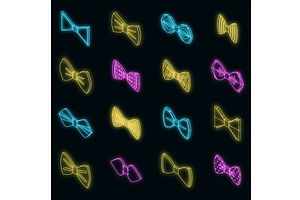 Bowtie Icons Set Vector Neon