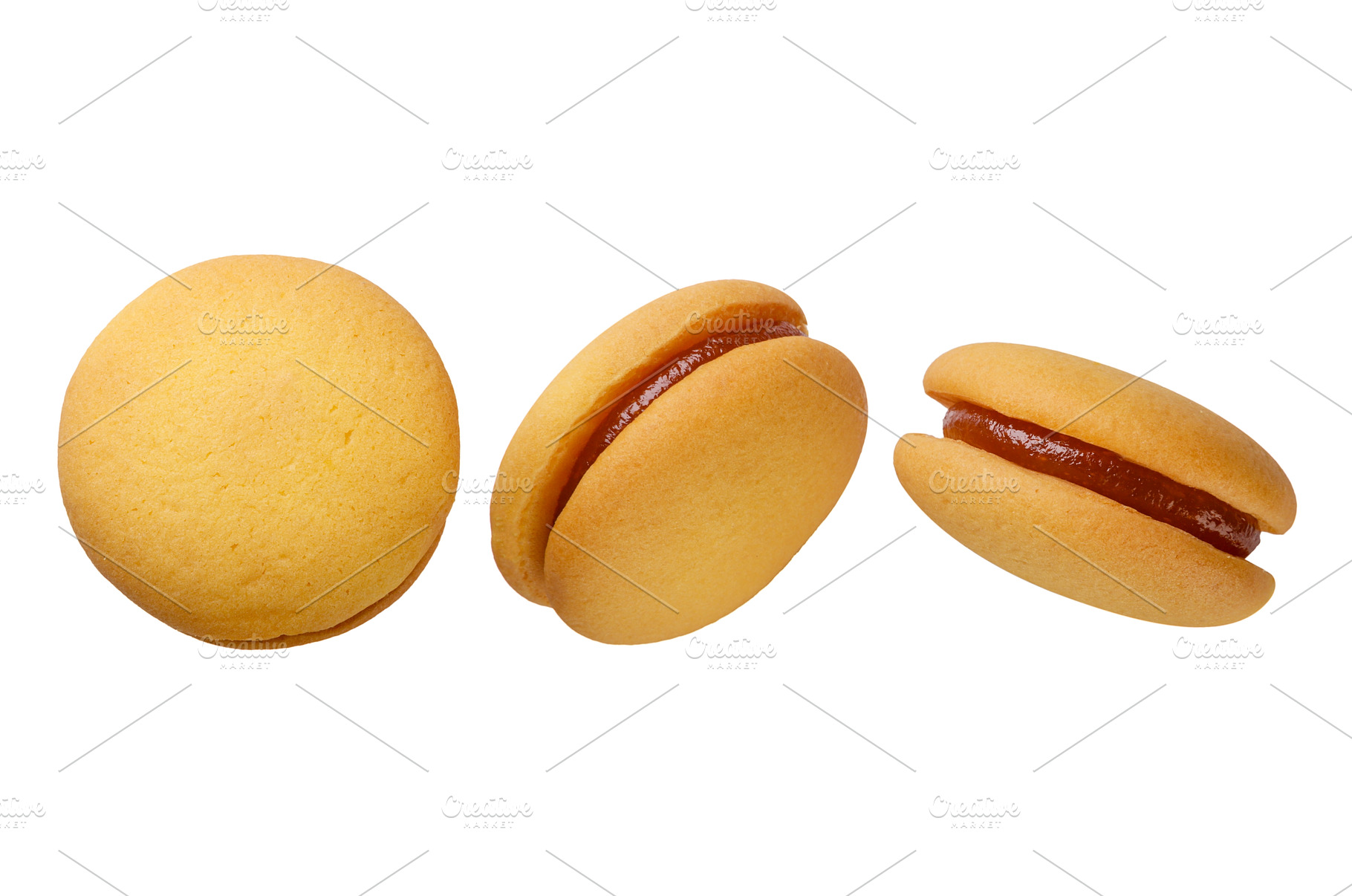 Set of sandwich cookies with cream, a Food & Drink Photo by innakreativ