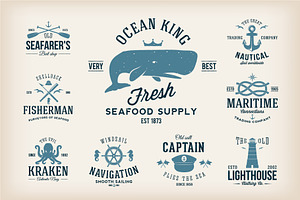 Nautical Vintage Labels Set
