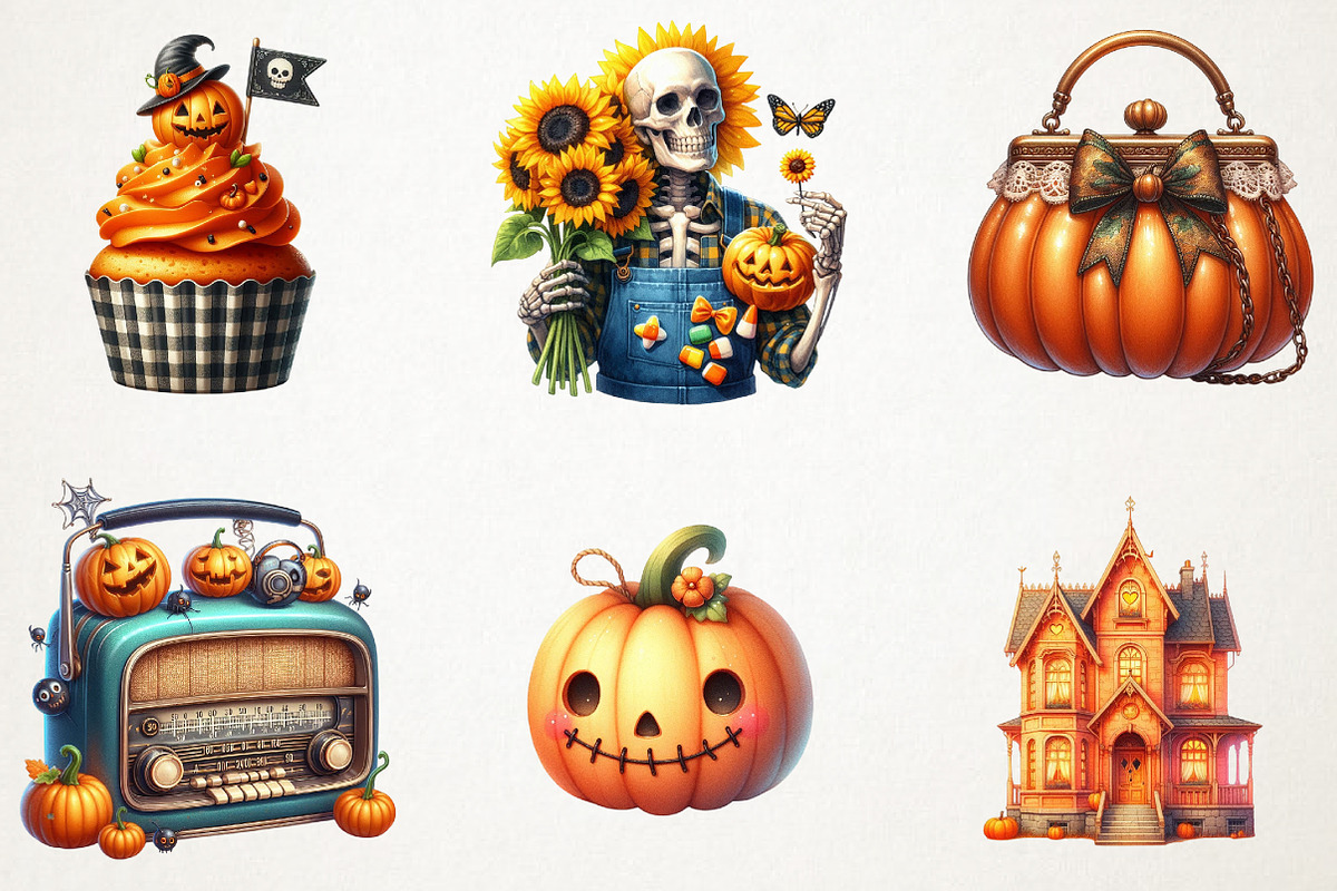 Cute Vintage Aesthetic Halloween PNG, an Illustration by RobertsArt (Photo 2 of 7)