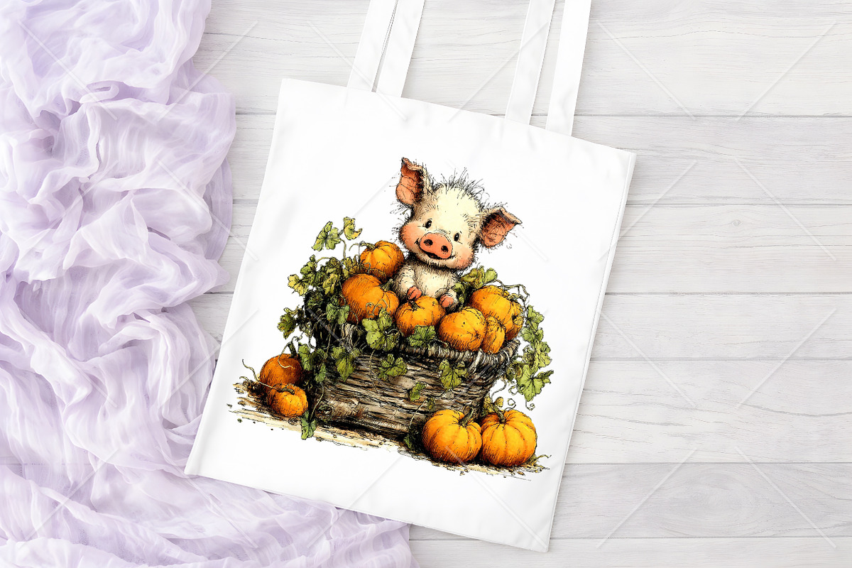 Whimsical Autumn Farm Animal Clipart, a Seasonal Illustration by Canvas Craft (Photo 8 of 10)