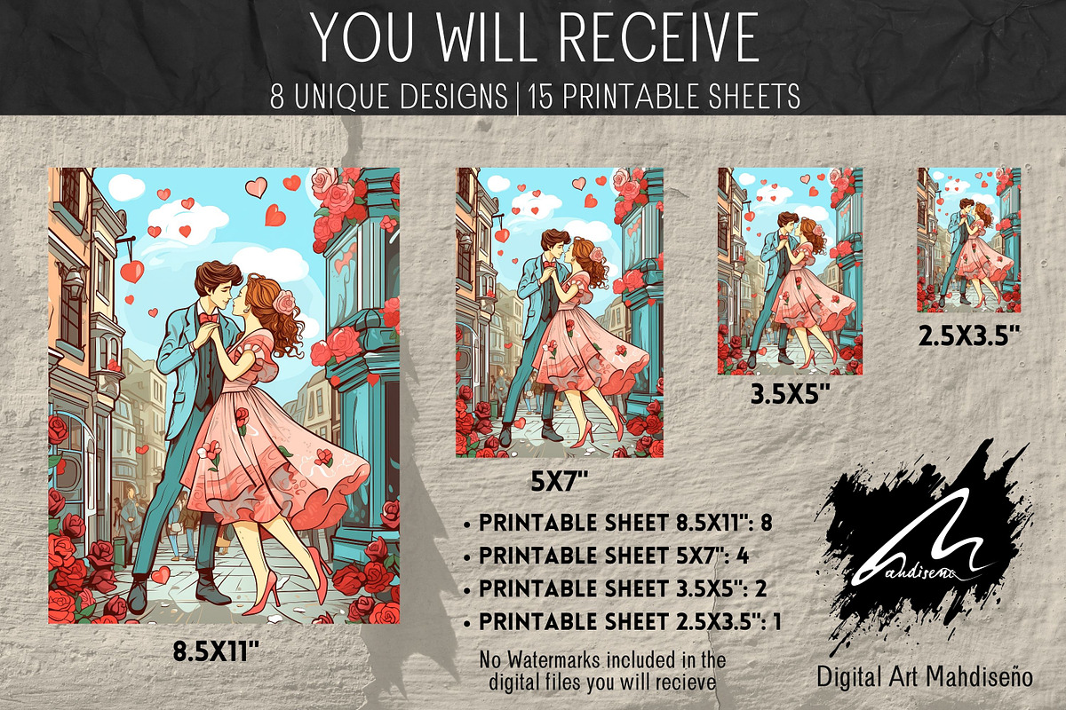 Victorian Romantic Lovers Paper Kit, a Person Illustration by Digital Art Mahdiseño (Photo 2 of 9)