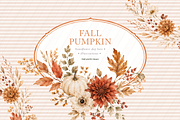 Pumpkin Floral Pampas Grass Clipart, a Seasonal Illustration by Sunflower Day Love (Thumbnail 3 of 6)