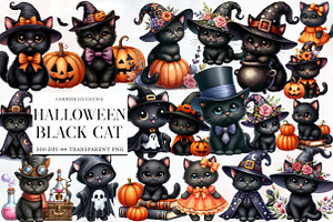 Halloween Black Cat Clipart, an Illustration by Designworld