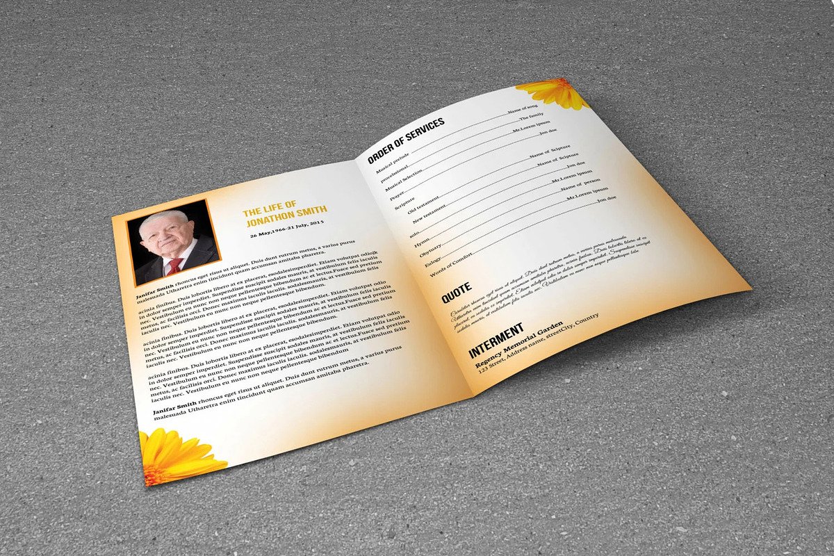 Floral Funeral Program Template, a Brochure Template by Template Shop (Photo 2 of 4)