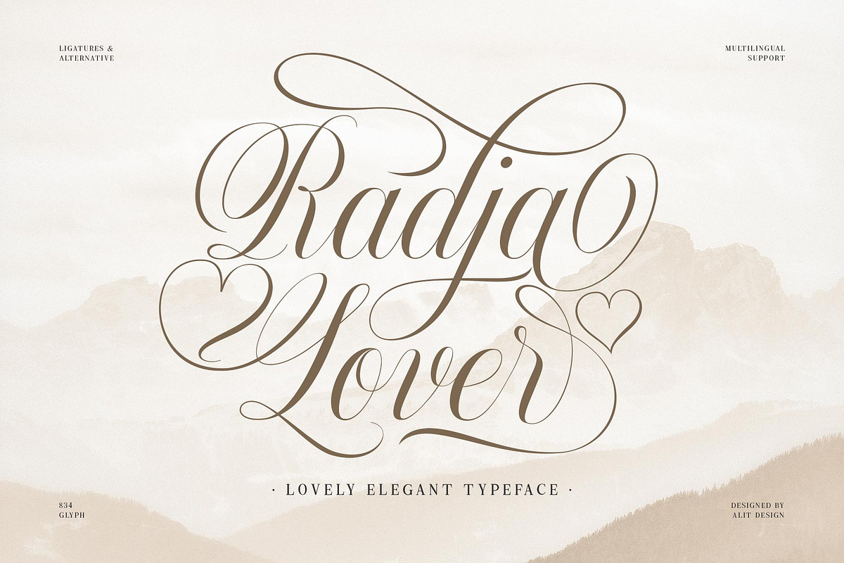 Radja Lover Script, a Script Font by alit design (Photo 1 of 20)