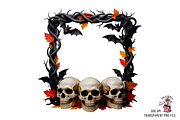 Halloween Skull Frame PNG Bundle, an Illustration by Clipart Bloom (Thumbnail 2 of 11)