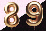 Golden Balloons Numbers Clipart, a Decorative Illustration by LekoArt (Thumbnail 6 of 10)