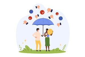 Shielded Negativity Umbrella design, a Person Illustration by Flashvector
