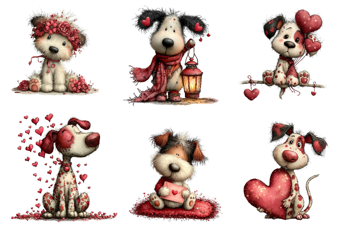 Quirky valentine dog clipart, an Illustration by CreationArt (Photo 5 of 6)