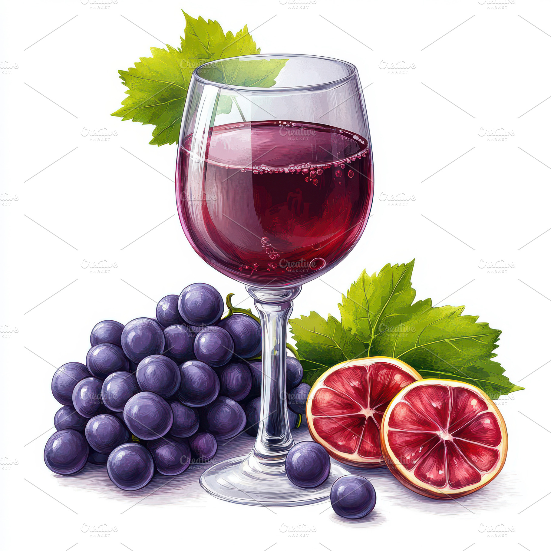 Red Wine Glass Grapes and Blood Oran, a Food & Drink Photo by Pixeness Studio