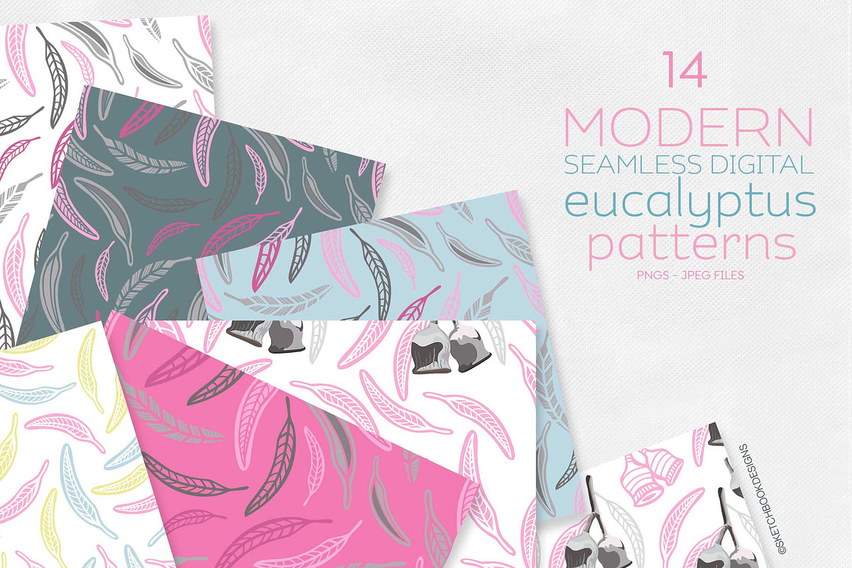 Modern Eucalyptus Pattern Set, a Pattern Graphic by Sketchbook Designs (Photo 6 of 7)