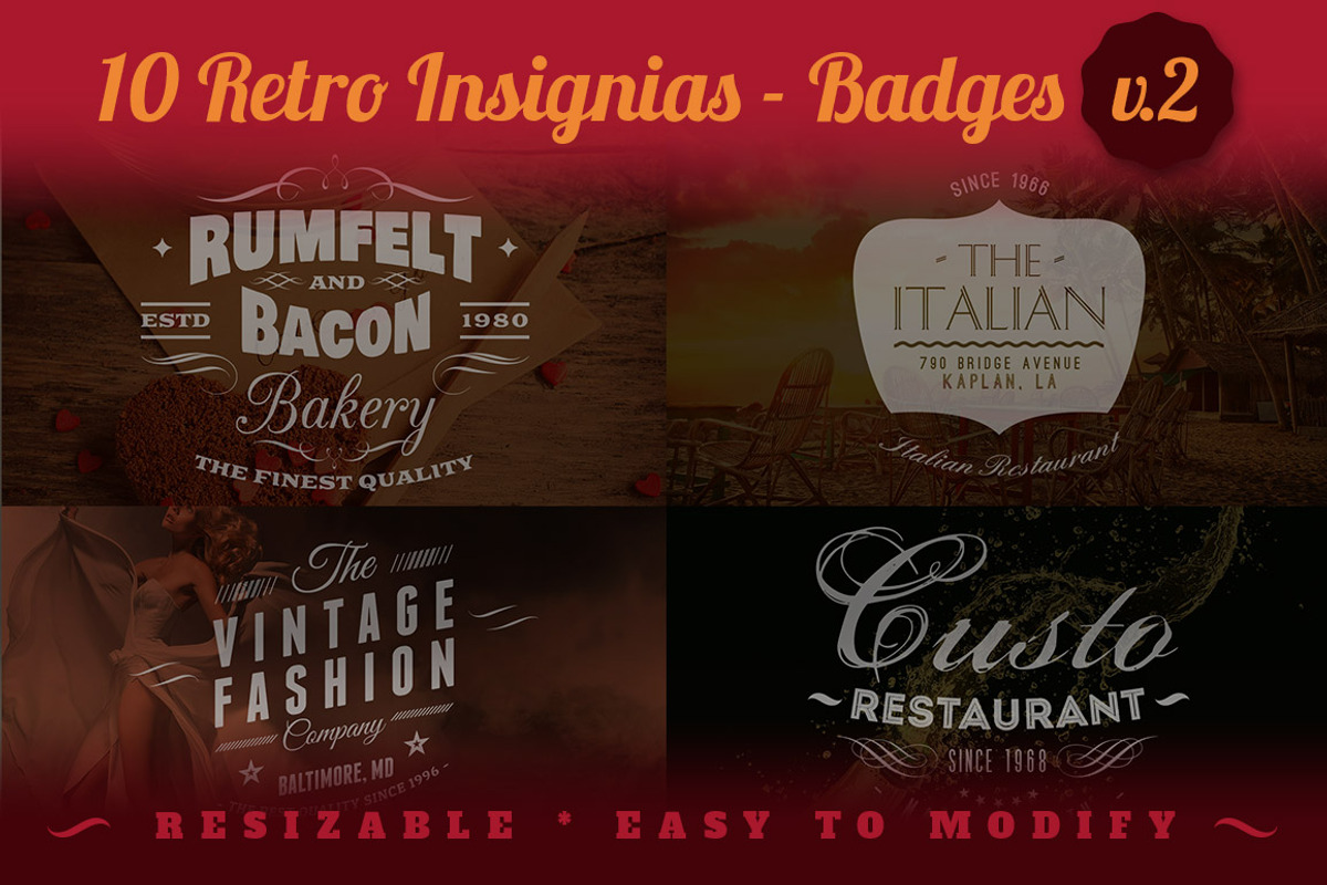 10 Retro Insignias - Badges v.2 preview 2