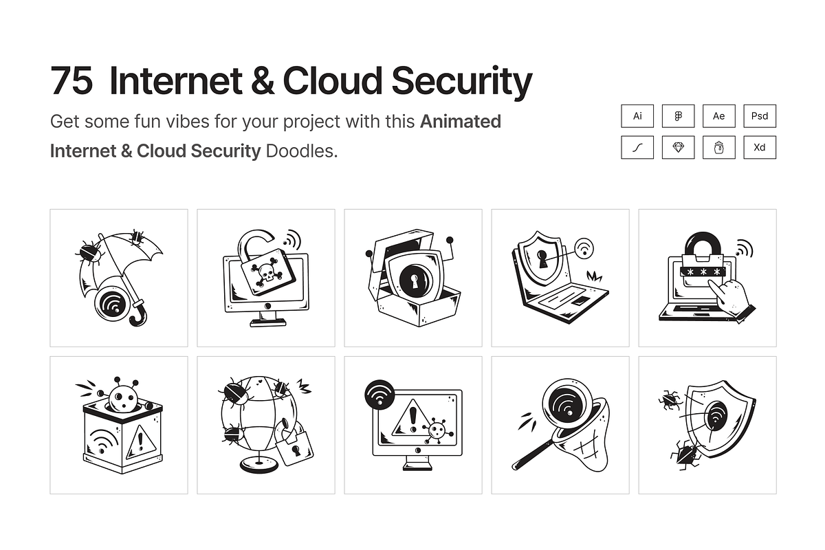 Internet and Cloud Security Icons, a Solid Icon by Prosymbols (Photo 1 of 7)