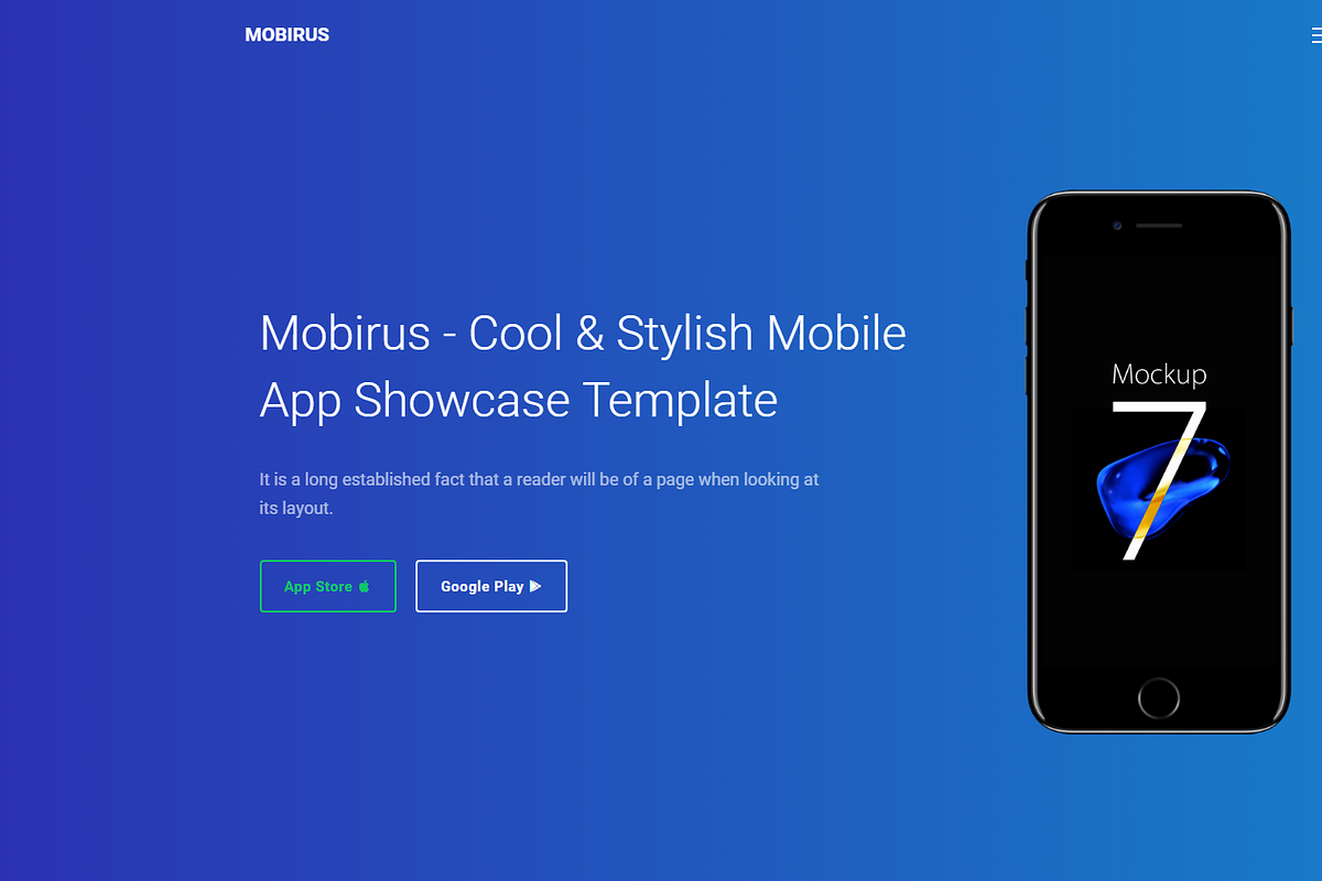 Mobirus - Landing Page Template, a Bootstrap Template by Pichforest Studio (Photo 1 of 6)