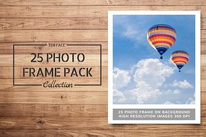 25 Photo Frame Mockups on wood