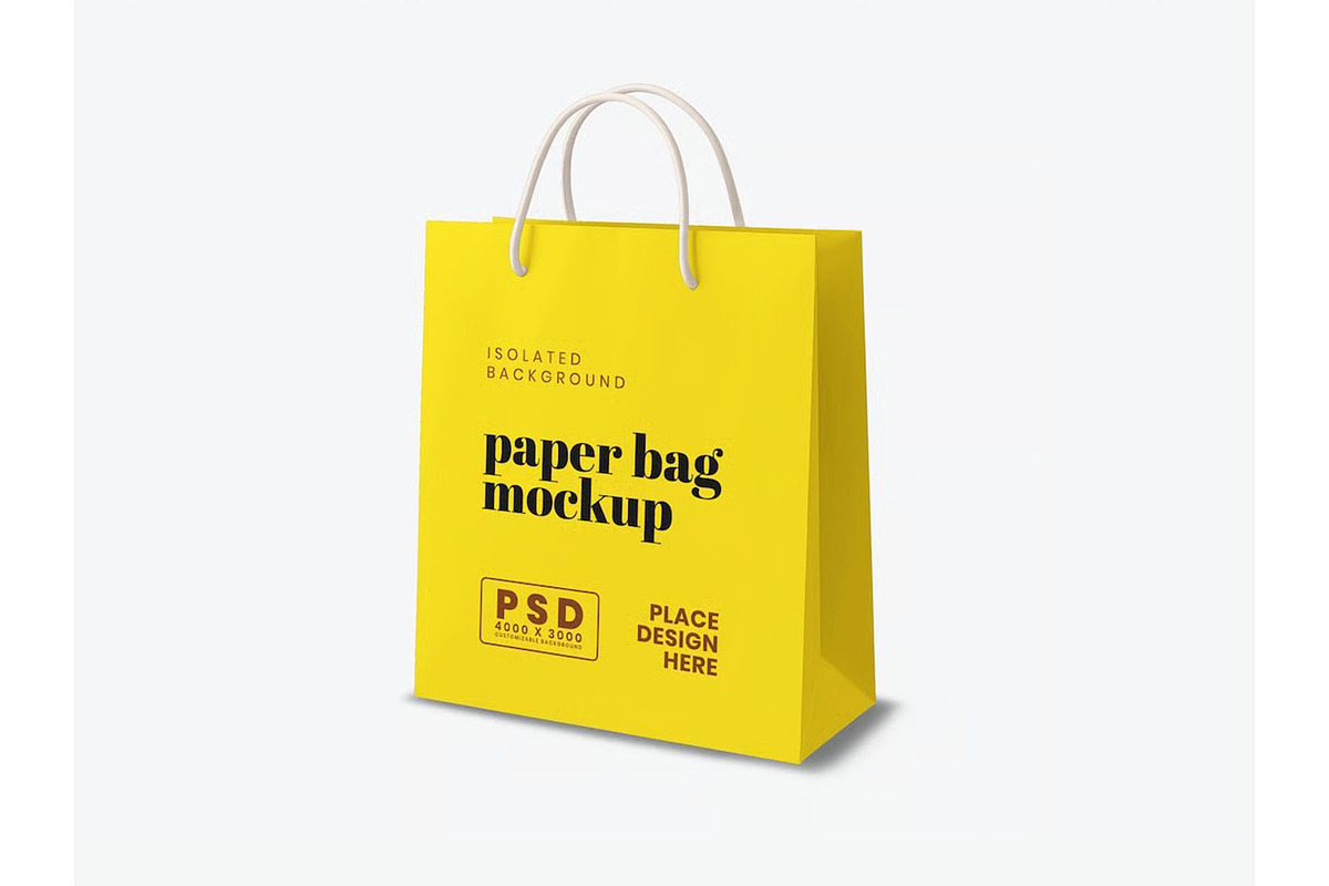Paper Shopping Bag Mockup Template, a Packaging Mockup by DesignRushMarket (Photo 4 of 5)
