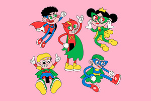 Pink Kid Super Hero Illustration, a Person Illustration by graphicook