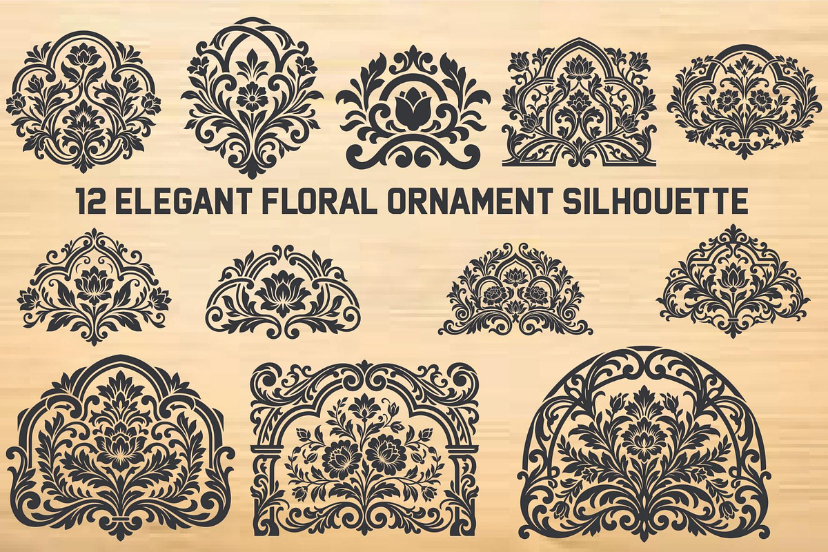 Elegant Floral Ornament Silhouette, an Object Graphic by hafijul (Photo 1 of 4)