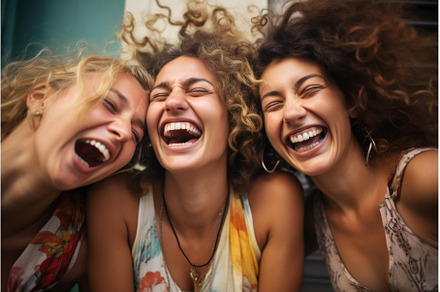 Friends laughing gym. Generate Ai, a Sports & Recreation Photo by Ylivdesign