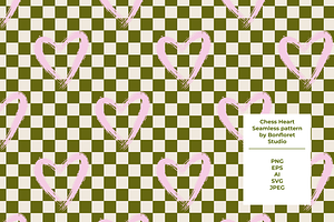Chess Heart Seamless Pattern