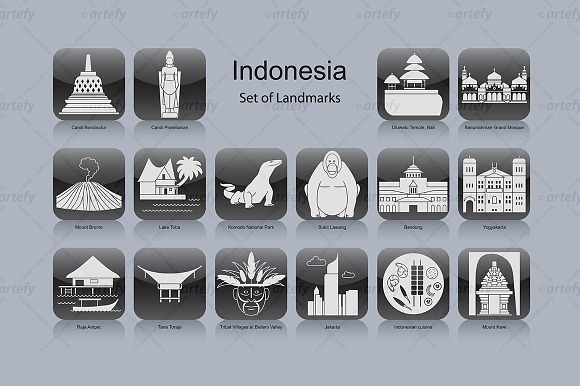 Indonesia Landmark Icons (16X)
