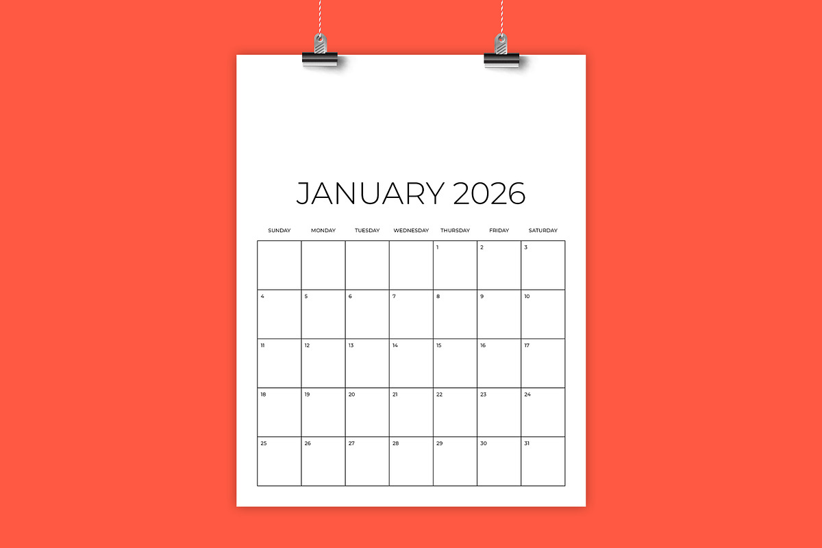 2026 Vertical 8.5 x 11 Inch Calendar, a Stationery Template by Running With Foxes (Photo 1 of 6)