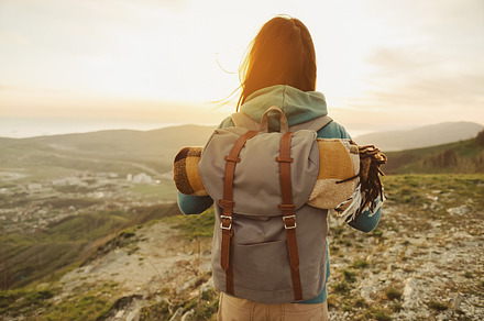 Hiker woman walking outdoor