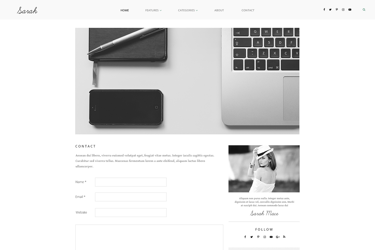 Sarah PSD Blog Theme, a Websites & App Template by thematica (Photo 10 of 11)