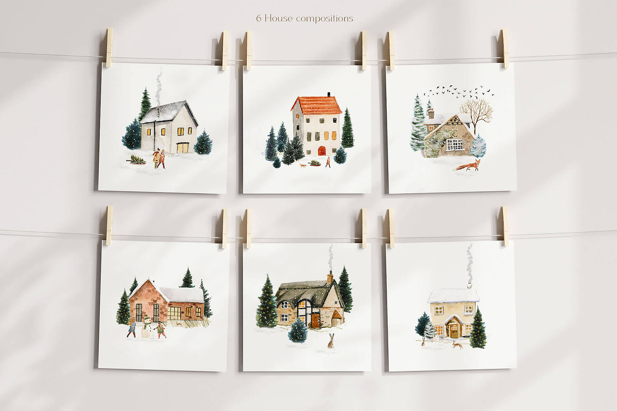 Watercolor Christmas Scenes, an Animal Illustration by Twigs and Twine (Photo 4 of 15)