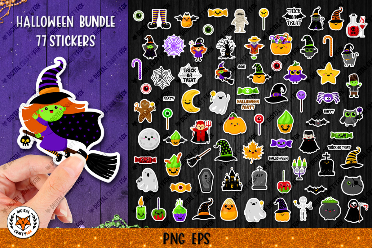 Halloween Stickers Bundle, an Illustration by Digital_Craftyfox (Photo 1 of 13)